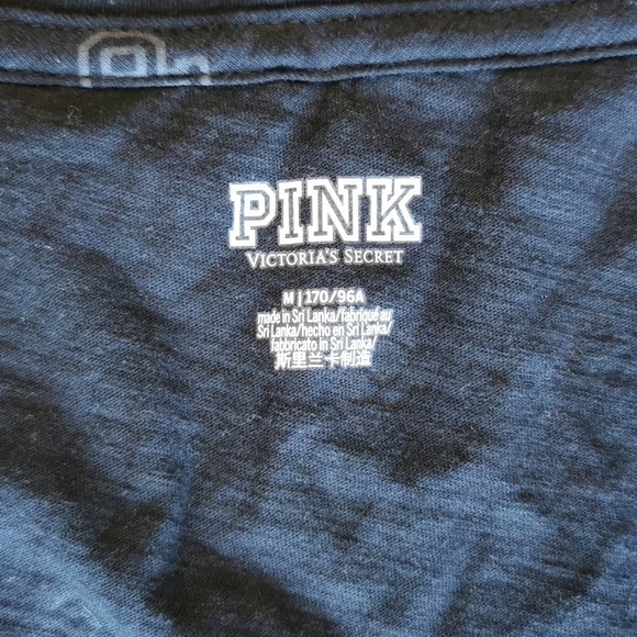 VICTORIA'S secret pink logo'd black v-Neck New Medium - Picture 3 of 5